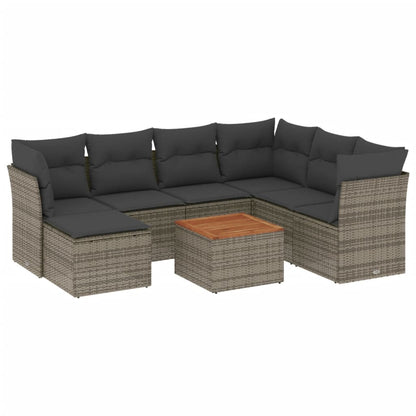 Set Divano da Giardino 8 pz con Cuscini Grigio in Polyrattan - homemem39