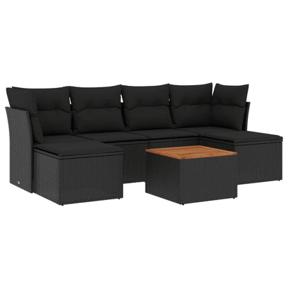 Set Divani da Giardino con Cuscini 7pz Nero Polyrattan - homemem39