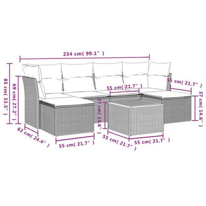 Set Divani da Giardino con Cuscini 7pz Nero Polyrattan - homemem39