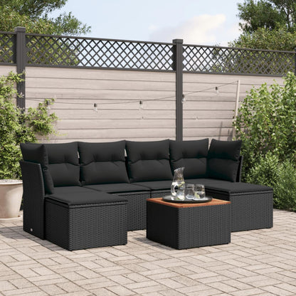 Set Divani da Giardino con Cuscini 7pz Nero Polyrattan - homemem39