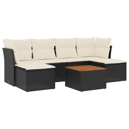 Set Divani da Giardino con Cuscini 7pz Nero Polyrattan - homemem39