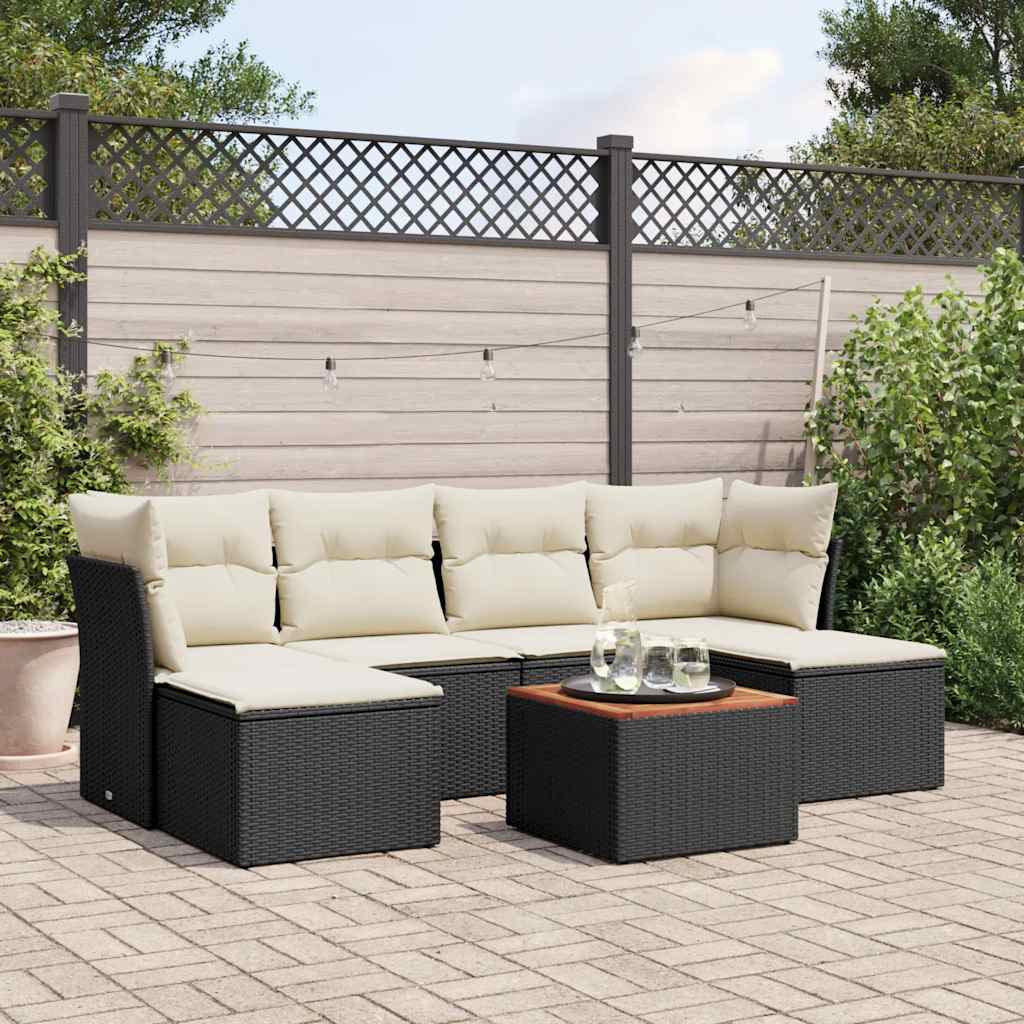 Set Divani da Giardino con Cuscini 7pz Nero Polyrattan - homemem39