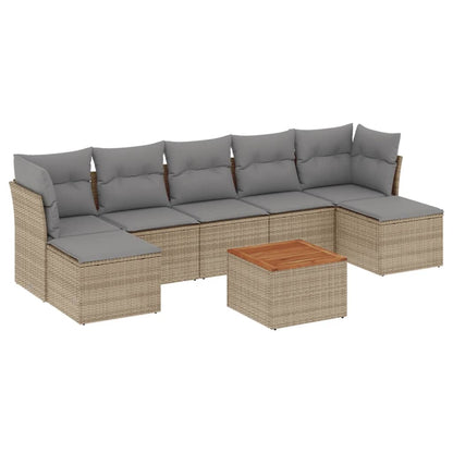 Set Divano da Giardino 8 pz con Cuscini Beige Misto Polyrattan - homemem39