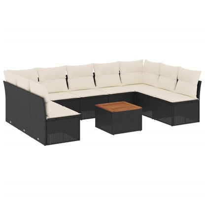 Set Divani da Giardino 10pz con Cuscini in Polyrattan Nero - homemem39