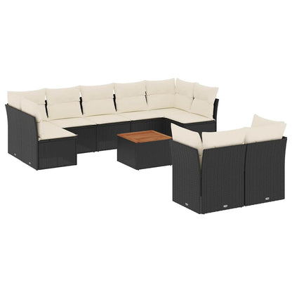 Set Divani da Giardino 10pz con Cuscini in Polyrattan Nero - homemem39