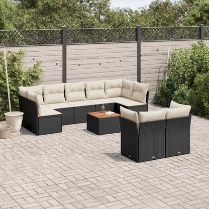 Set Divani da Giardino 10pz con Cuscini in Polyrattan Nero - homemem39