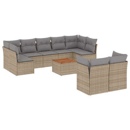 Set Divano da Giardino 10 pz con Cuscini Beige Misto Polyrattan - homemem39