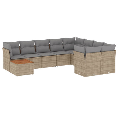 Set Divano da Giardino 10 pz con Cuscini Beige Misto Polyrattan - homemem39