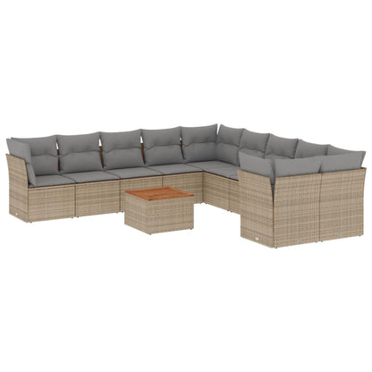 Set Divano da Giardino 11 pz con Cuscini Beige Misto Polyrattan - homemem39