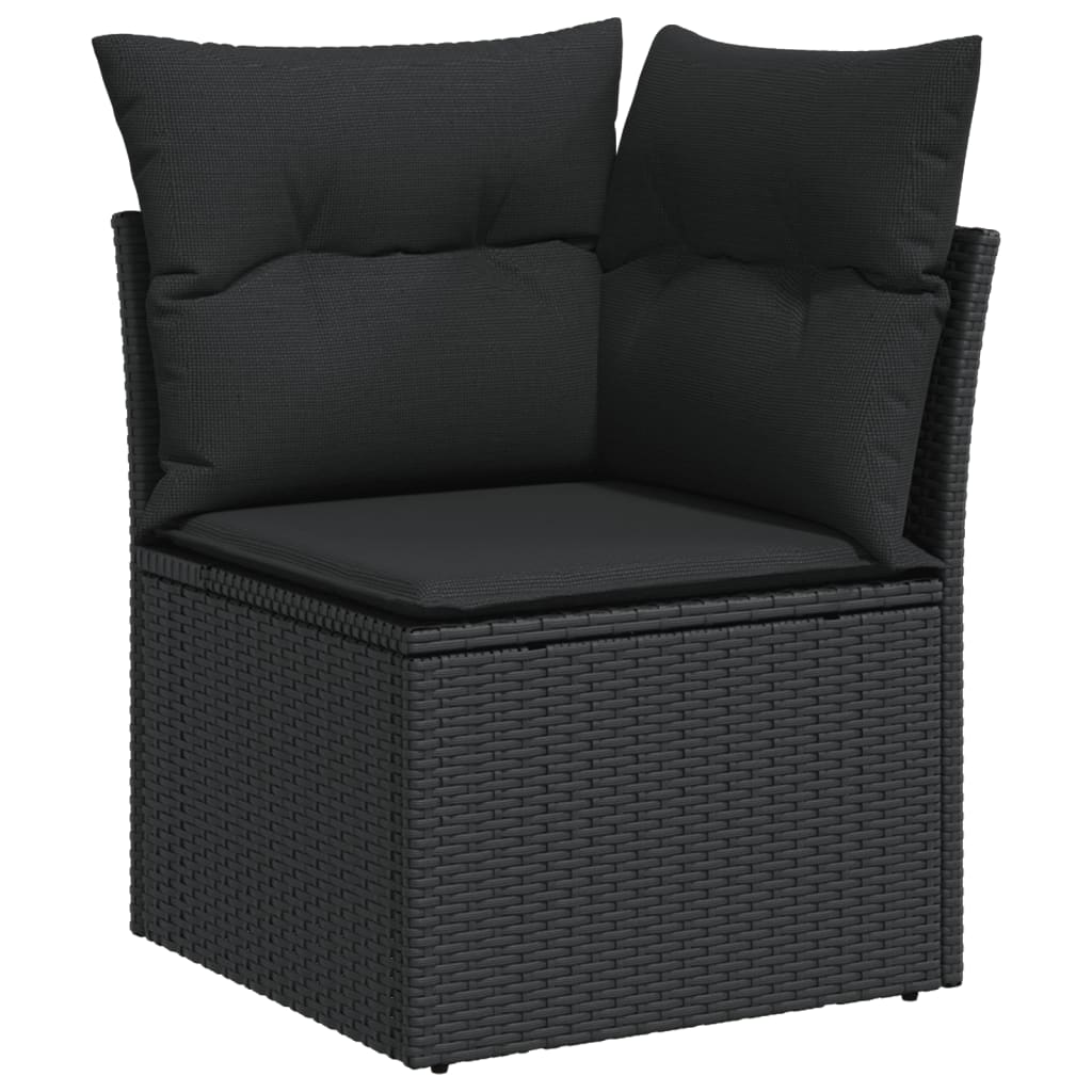 Set Divani da Giardino 11 pz con Cuscini in Polyrattan Nero - homemem39