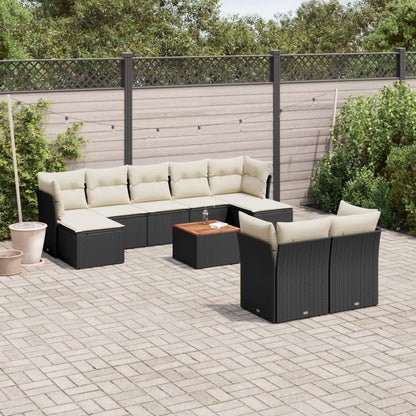 Set Divani da Giardino 10pz con Cuscini in Polyrattan Nero - homemem39