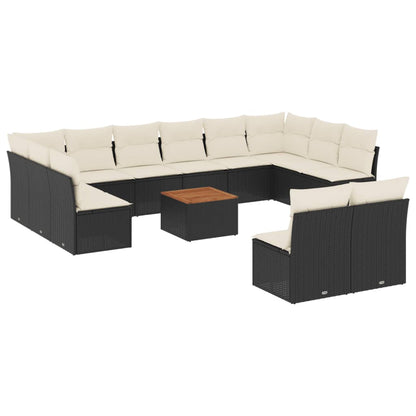Set Divani da Giardino 13pz con Cuscini Nero in Polyrattan - homemem39