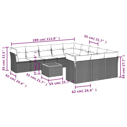 Set Divani da Giardino 12pz con Cuscini Nero in Polyrattan | homemem39