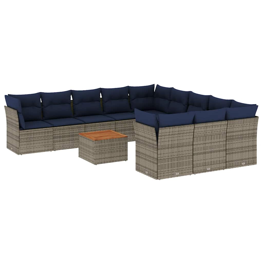 Set Divani da Giardino 12 pz con Cuscini Grigio in Polyrattan - homemem39