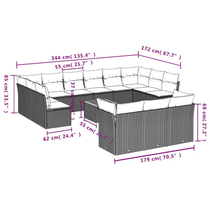 Set Divani da Giardino 14pz con Cuscini in Polyrattan Nero | homemem39