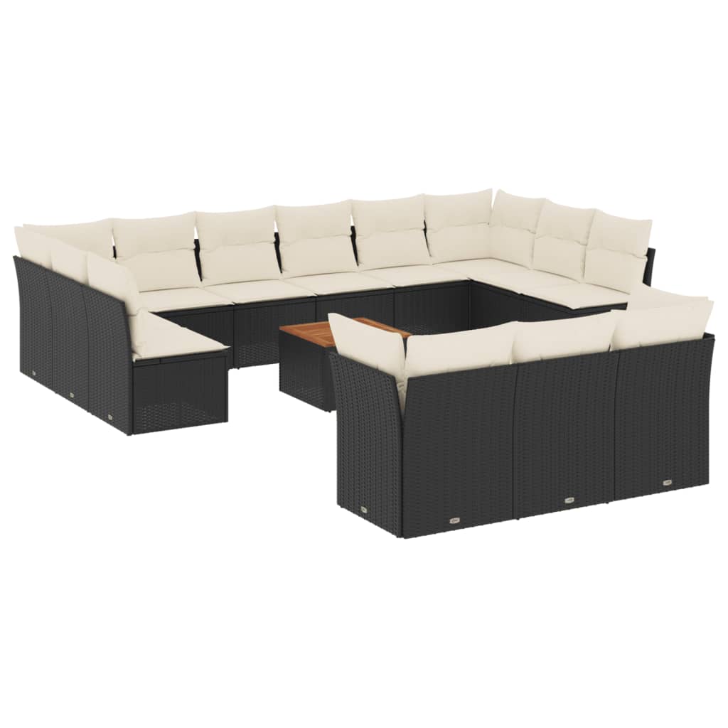Set Divani da Giardino 14pz con Cuscini in Polyrattan Nero - homemem39