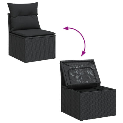Set Divani da Giardino 13pz con Cuscini Nero in Polyrattan | homemem39