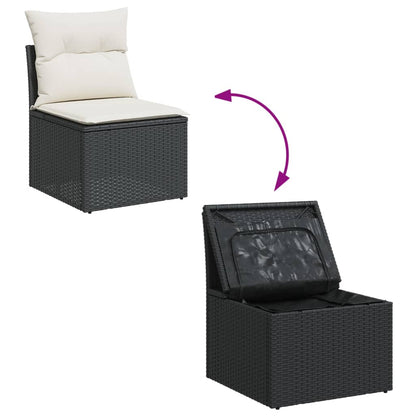 Set Divani da Giardino 13pz con Cuscini Nero in Polyrattan | homemem39