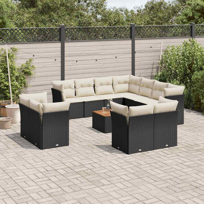 Set Divani da Giardino 12 pz con Cuscini Nero in Polyrattan - homemem39