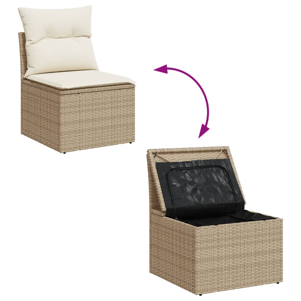 Set Divani da Giardino 12 pz con Cuscini Beige in Polyrattan | homemem39