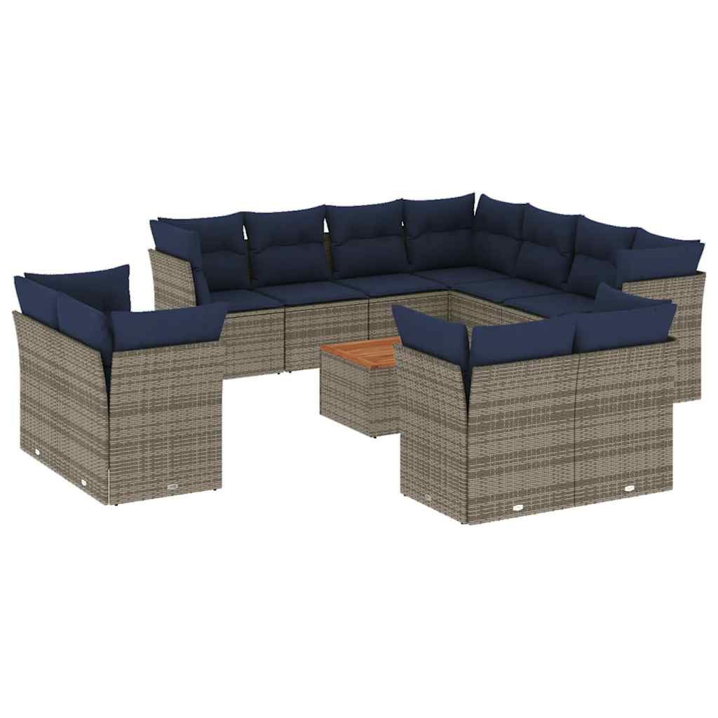 Set Divani da Giardino 12 pz con Cuscini Grigio in Polyrattan - homemem39