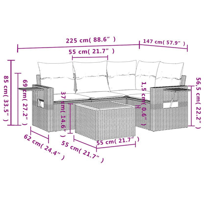 Set Divani da Giardino 13pz con Cuscini Nero in Polyrattan | homemem39