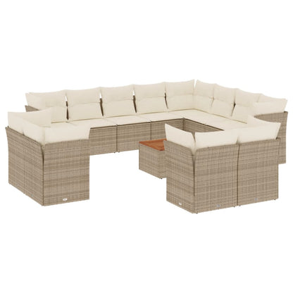 Set Divano da Giardino 13 pz con Cuscini Beige in Polyrattan | homemem39