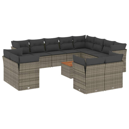 Set Divani da Giardino 13 pz con Cuscini Grigio in Polyrattan - homemem39