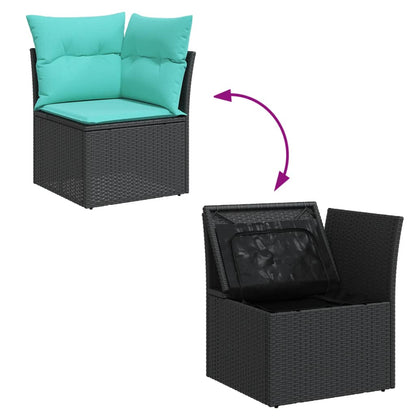 Set Divani da Giardino 14pz con Cuscini in Polyrattan Nero | homemem39