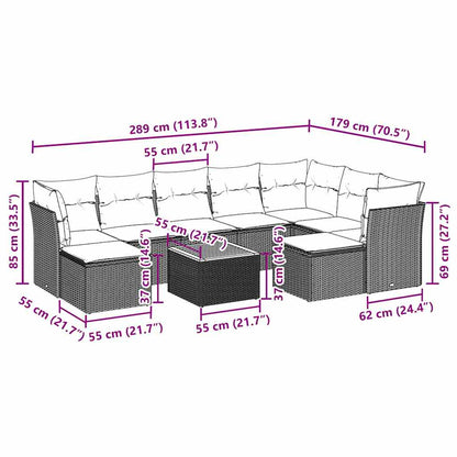 Set Divani da Giardino 10pz con Cuscini in Polyrattan Nero - homemem39