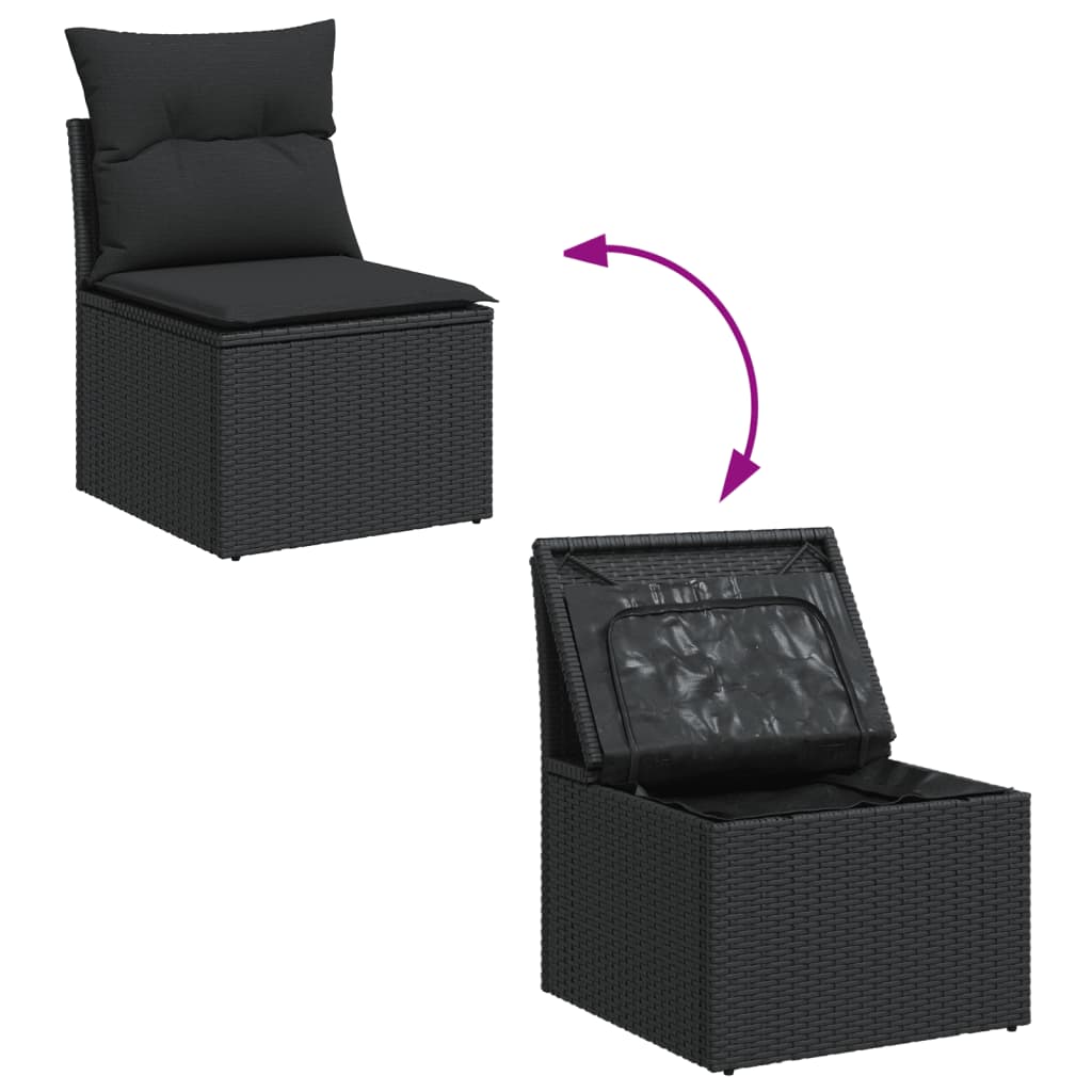 Set Divani da Giardino 11 pz con Cuscini in Polyrattan Nero | homemem39