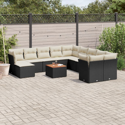 Set Divani da Giardino 12 pz con Cuscini Nero in Polyrattan - homemem39