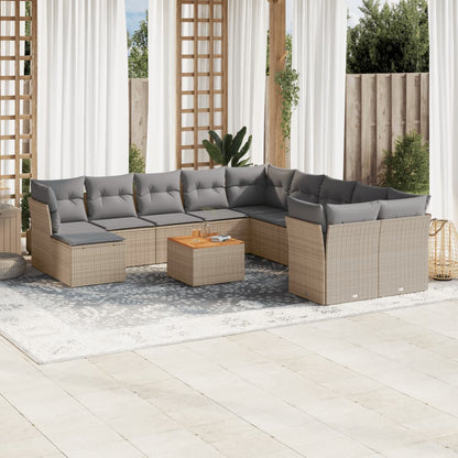 Set Divano da Giardino 12 pz con Cuscini Beige Misto Polyrattan - homemem39