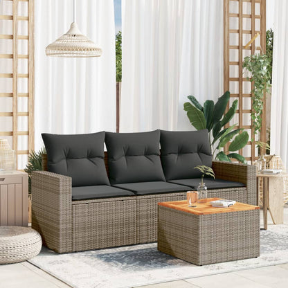 Set Divani da Giardino 4 pz con Cuscini in Polyrattan Grigio - homemem39