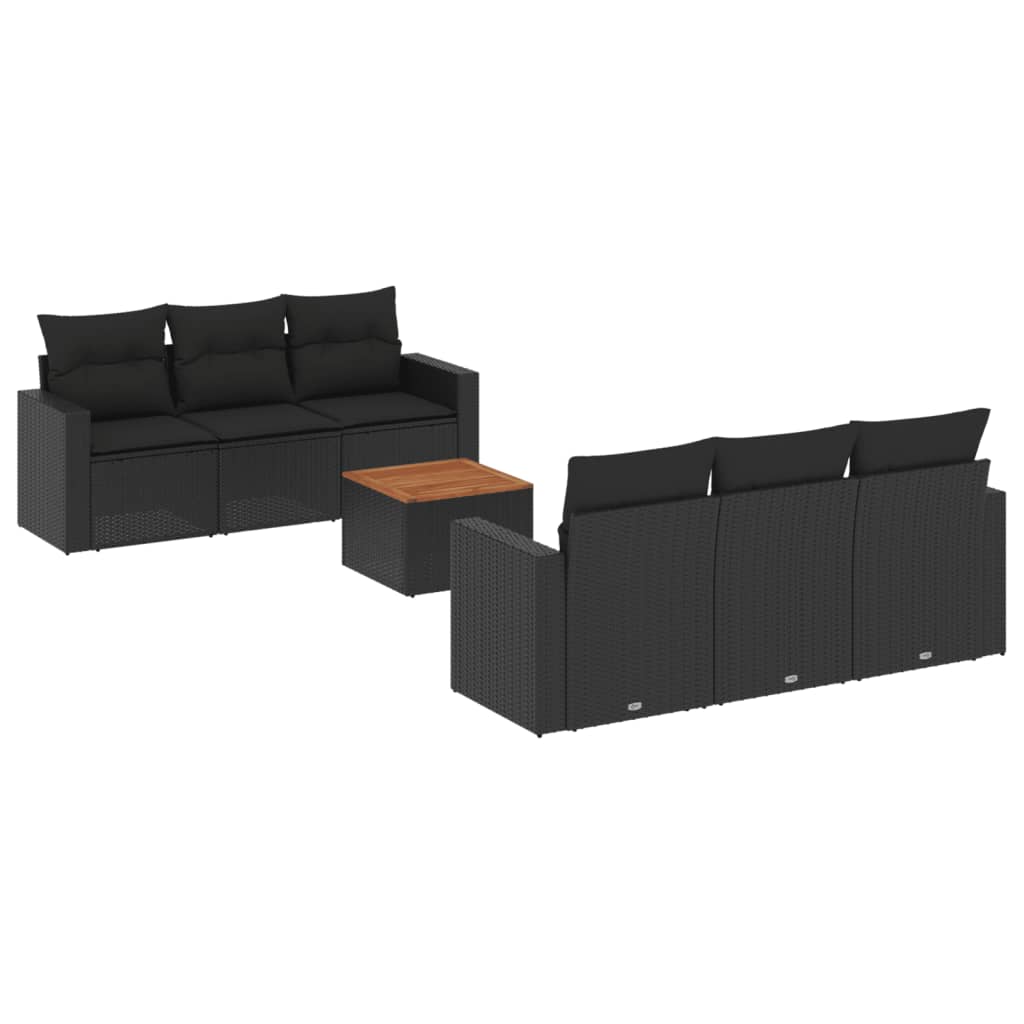 Set Divani da Giardino con Cuscini 7pz Nero Polyrattan - homemem39