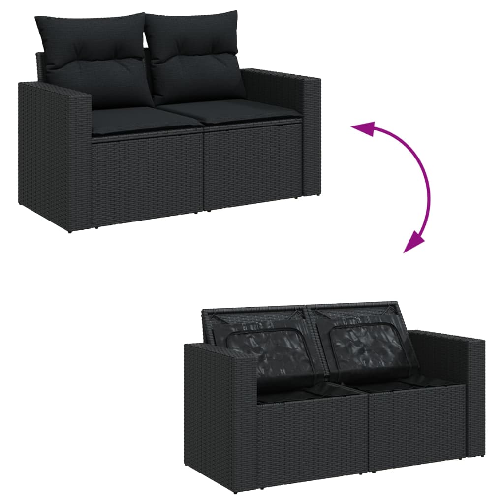 Set Divani da Giardino con Cuscini 7pz Nero Polyrattan - homemem39