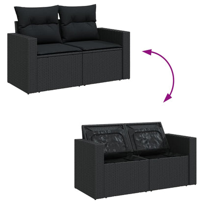 Set Divani da Giardino con Cuscini 7pz Nero Polyrattan - homemem39