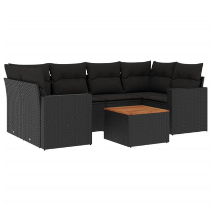 Set Divani da Giardino con Cuscini 7pz Nero Polyrattan - homemem39