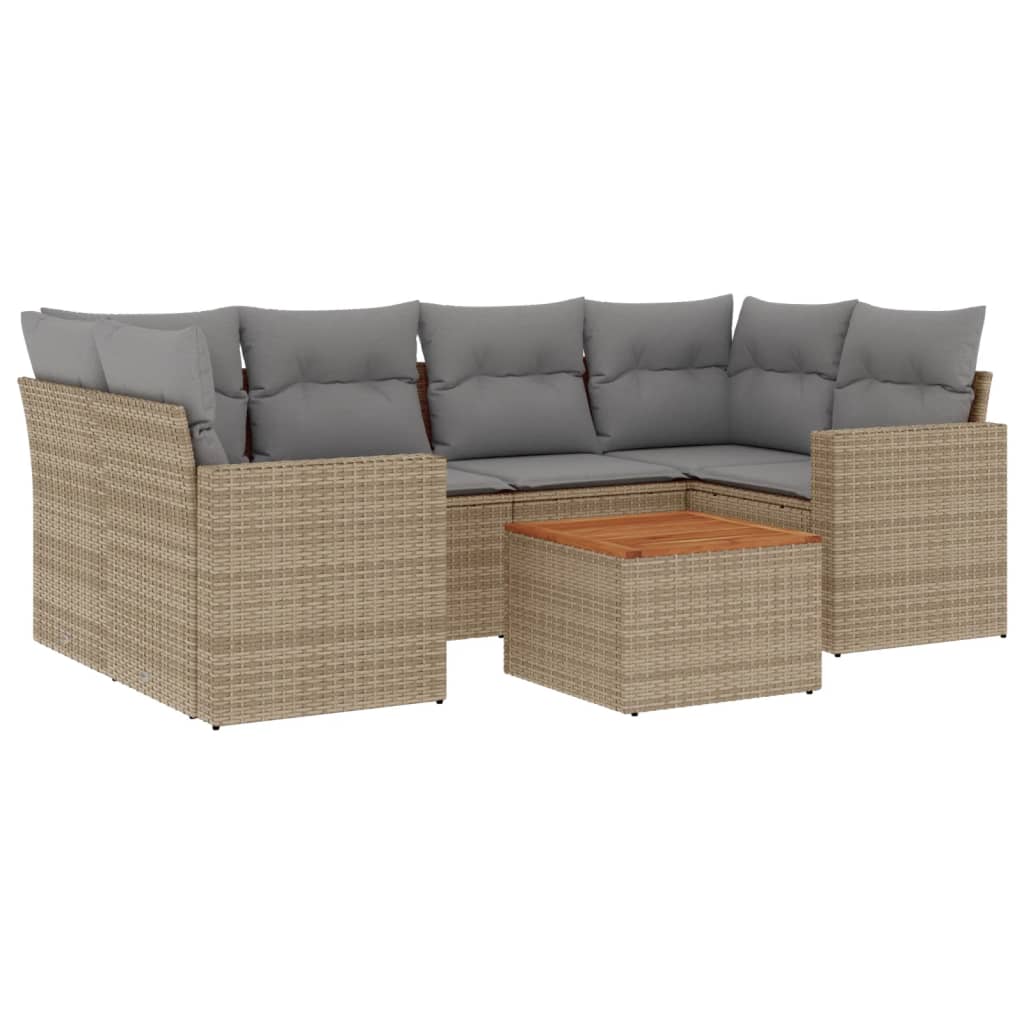 Set Divano da Giardino 7 pz con Cuscini Beige Misto Polyrattan - homemem39