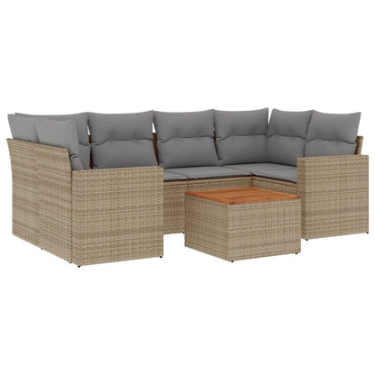 Set Divano da Giardino 7 pz con Cuscini Beige Misto Polyrattan - homemem39