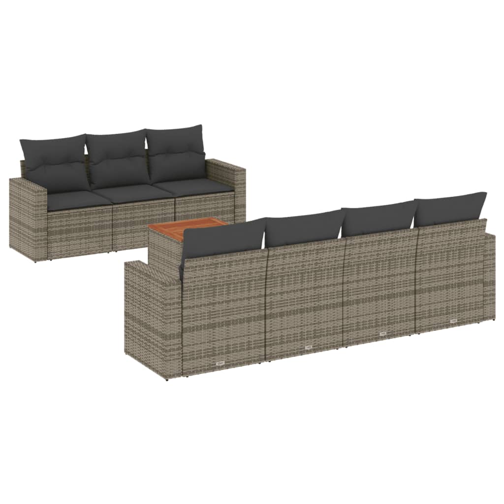 Set Divano da Giardino 8 pz con Cuscini Grigio in Polyrattan - homemem39
