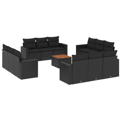 Set Divani da Giardino 13pz con Cuscini Nero in Polyrattan - homemem39