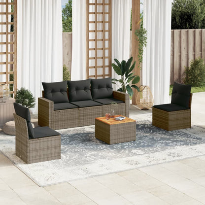 Set Divano da Giardino 6 pz con Cuscini Grigio in Polyrattan - homemem39