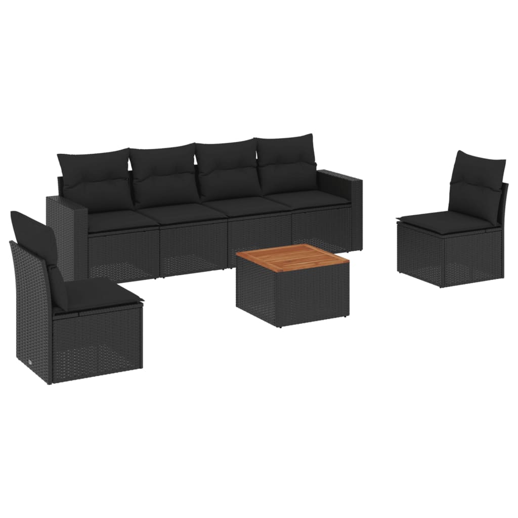 Set Divani da Giardino con Cuscini 7pz Nero Polyrattan - homemem39