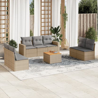 Set Divano da Giardino 8 pz con Cuscini Beige Misto Polyrattan - homemem39