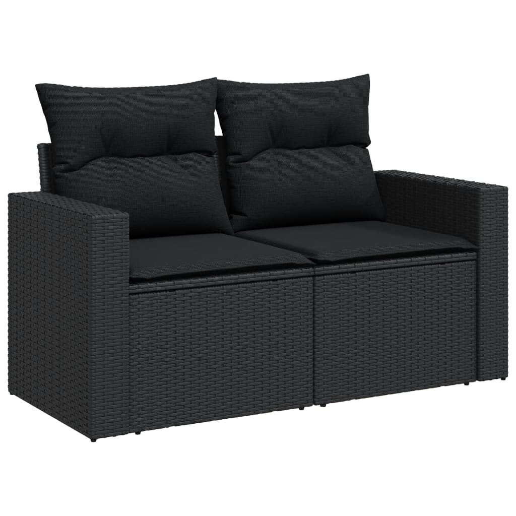 Set Divani da Giardino 9 pz con Cuscini Nero in Polyrattan - homemem39