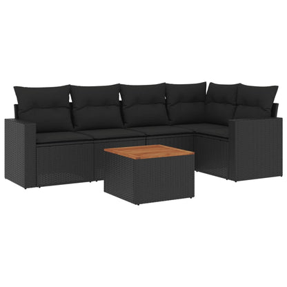 Set Divano da Giardino 6 pz con Cuscini Nero in Polyrattan - homemem39