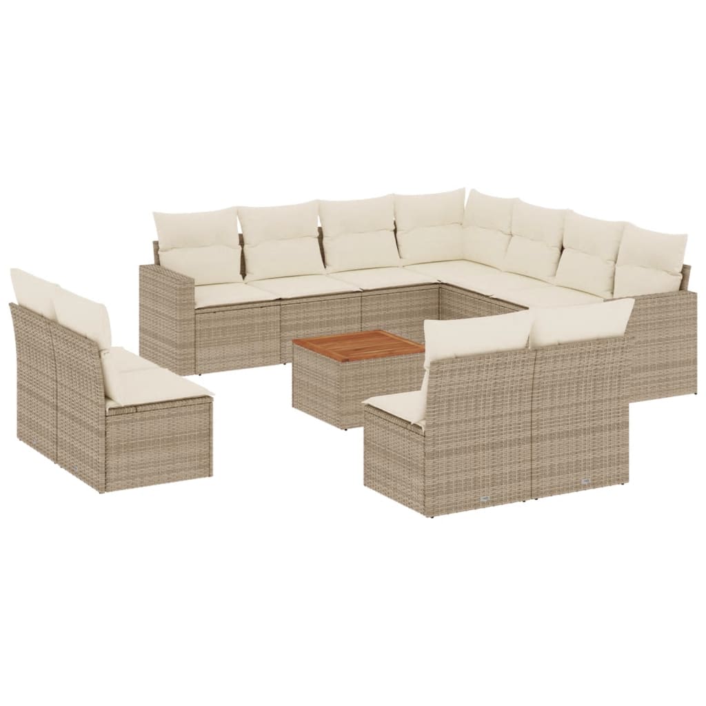 Set Divani da Giardino 12 pz con Cuscini Beige in Polyrattan - homemem39