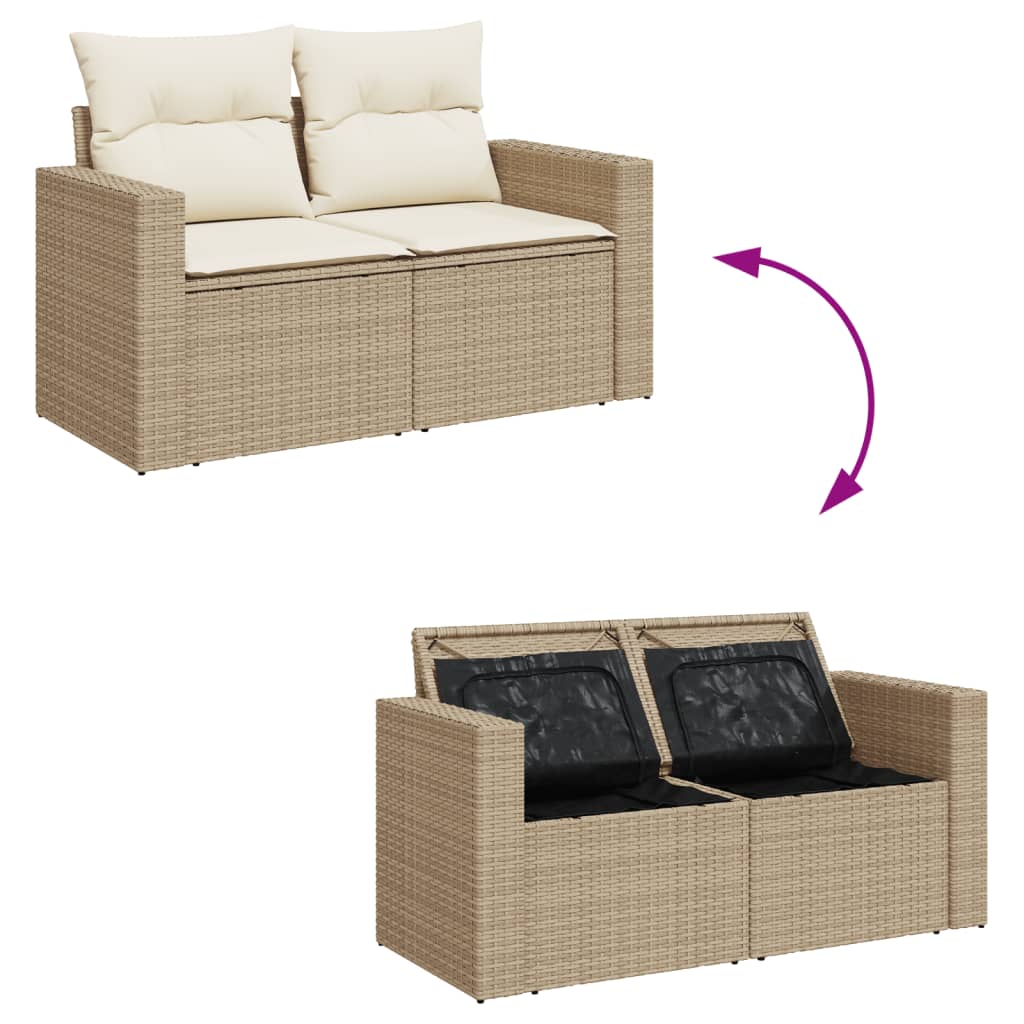 Set Divani da Giardino 12 pz con Cuscini Beige in Polyrattan - homemem39