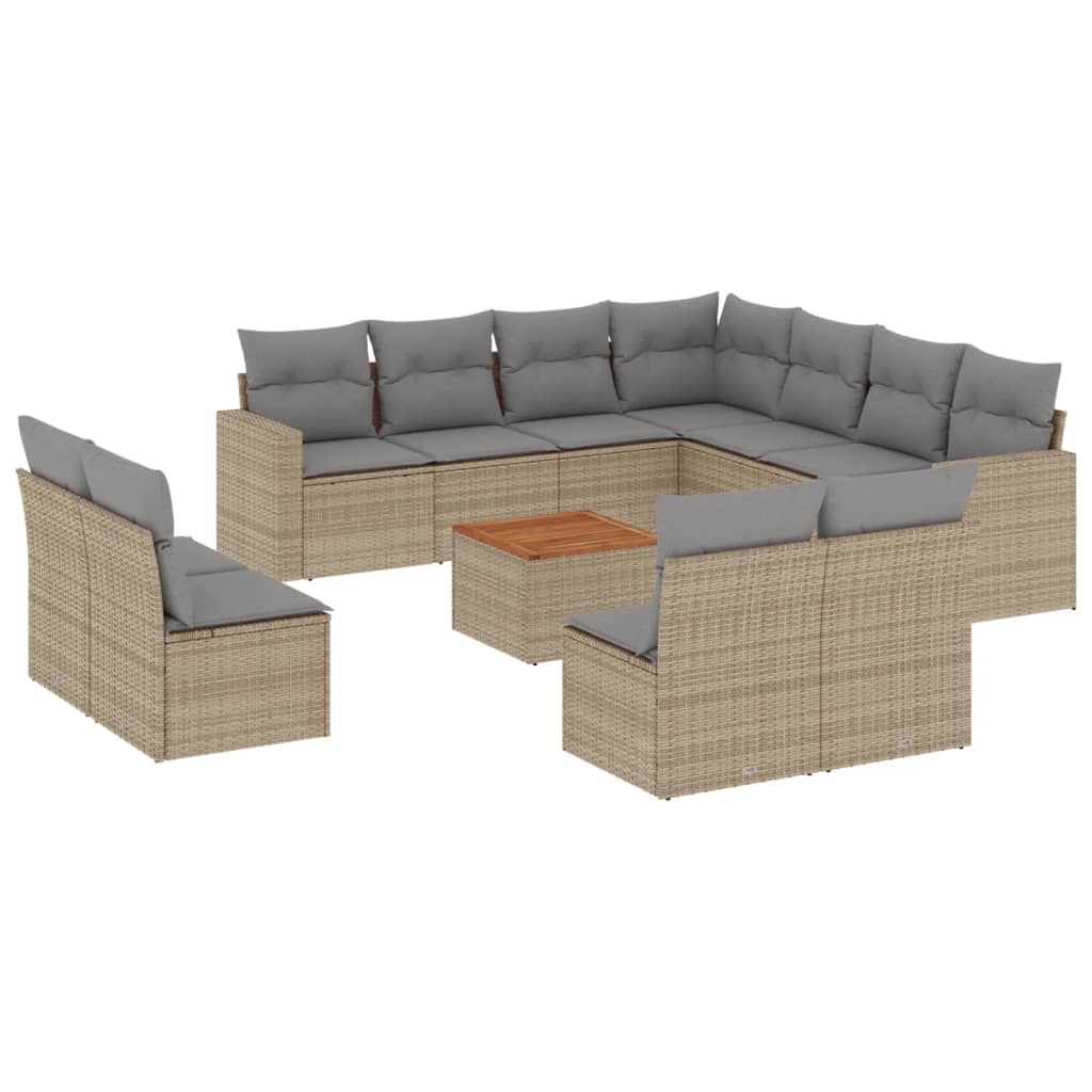 Set Divano da Giardino 12 pz con Cuscini Beige Misto Polyrattan - homemem39